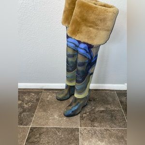 UGG X Claire Tabouret OTK Print Boot Dark Sapphire Over The Knee Boots sz 8 NWOB